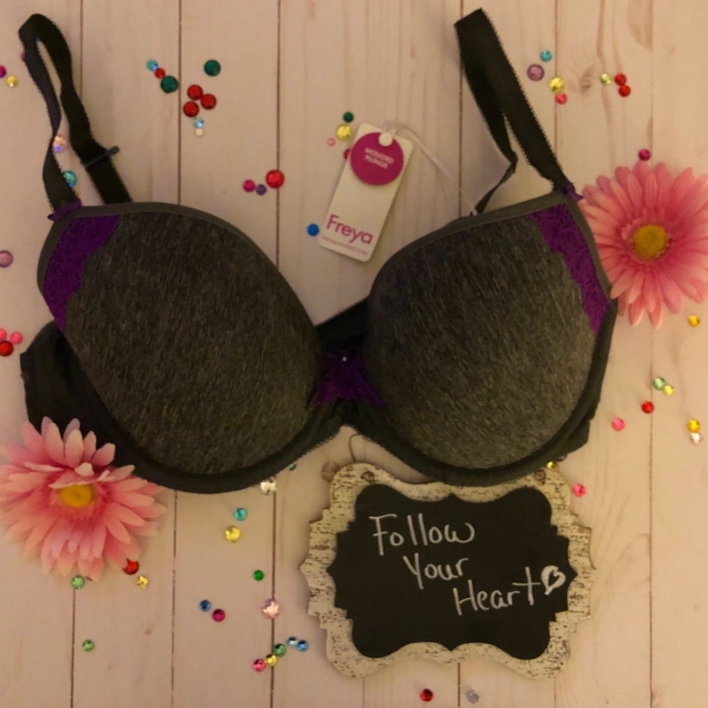 NWT Freya Molded Gray and Purple Plunge